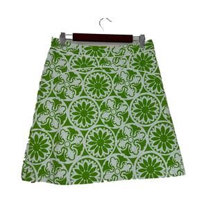 Vintage Lilly Pulitzer Paisley Print Cotton A-line Skirt Size 6 Green White Line